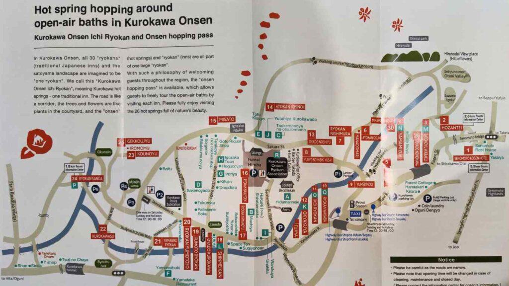 Hot spring Map hopping open air bath in kurokawa onsen